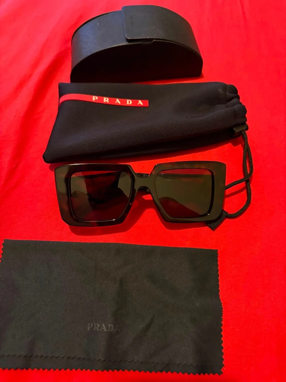 Prada Teal Tortoise Acetate Sunglasses with Gold Logo